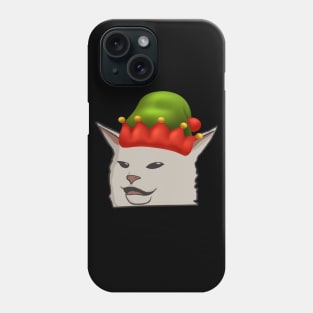 funny Woman Yelling at a Cat meme Confused Cat at Dinner Table cat Christmas edition Phone Case