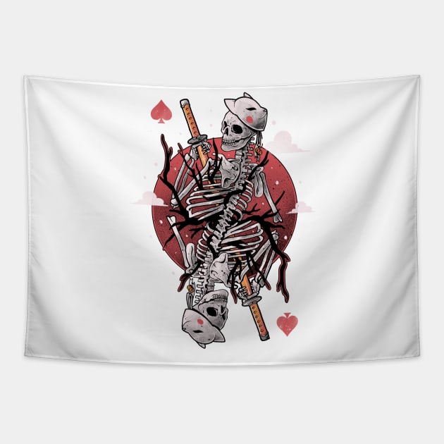 Samurai Skull Card - Dark Goth Skeleton Japanese Oriental Gift Tapestry by eduely