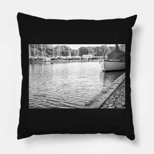 Traditional sailing boat moored on the River Ant, Norfolk Pillow