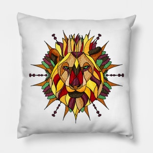 Lion - Stained Glass Mandala Pillow