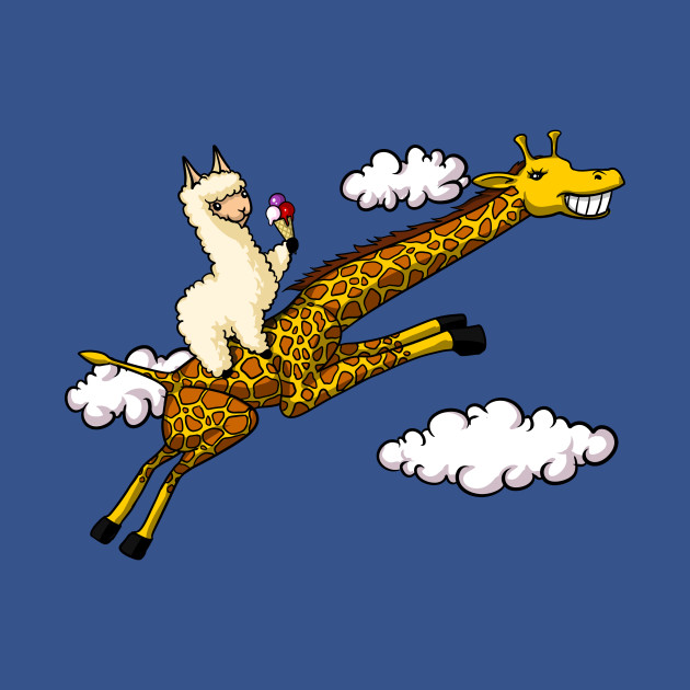 Llama Riding Giraffe - Llama Riding Giraffe - T-Shirt | TeePublic