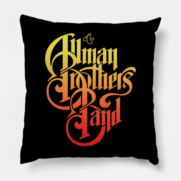 Retro 70's Allman Brothers Band Rock Logo Pillow by robotbasecamp