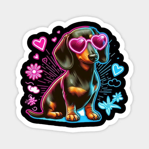 Miniature Dachshund Puppy Love Designs Magnet by IamActiveDog