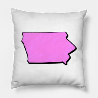 Pink Iowa Outline Pillow