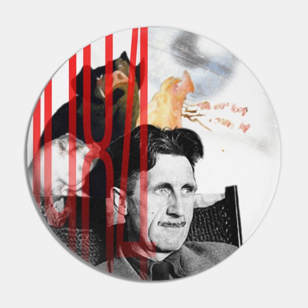 George Orwell Collage Portrait Pin by Dez53