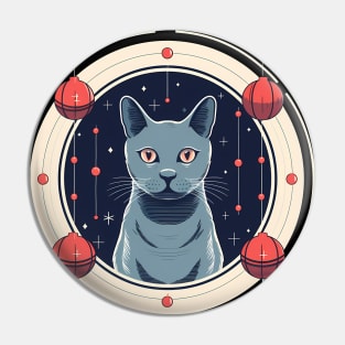 Russian Blue Cat Xmas Ornament, Love Cats Pin