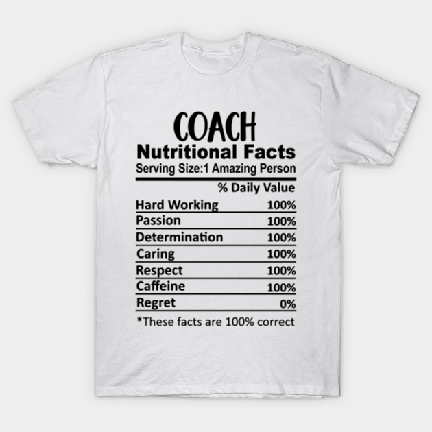Coach Nutrition Facts Funny - Coach Month Week Day - T-Shirt | TeePublic