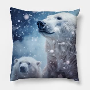 Polar Bear Animal Wildlife Wilderness Colorful Realistic Illustration Pillow