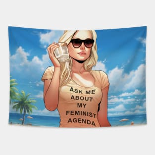 Ask me about my feminist agenda Tapestry