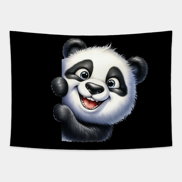 Cute Panda Playing Peek a Boo Tapestry by 1AlmightySprout