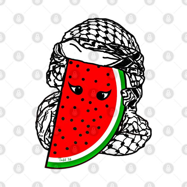 Watermelon Kufiya Free Palestine -  With Eyes -Wrapped - Back by SubversiveWare