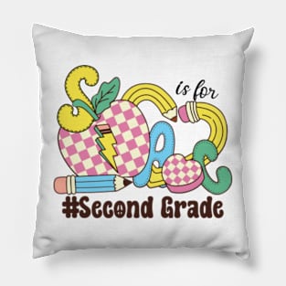 S Is For Second Grade Teacher Groovy Back to School Pillow