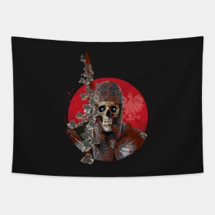 Grinning Knight Skull Tapestry