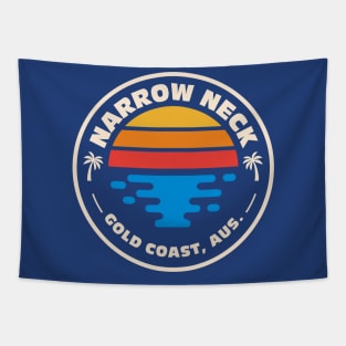 Retro Narrow Neck Gold Coast Australia Vintage Surfing Beach Emblem Tapestry