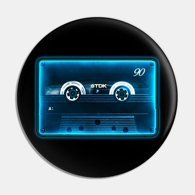 Blue Neon Cassette Tape Pin by DyrkWyst