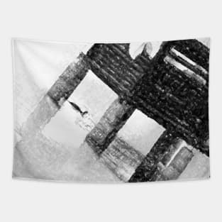 Summer time, beach, summer, sea, tropical, exotic, blackwhite, bird, black-white, Tapestry