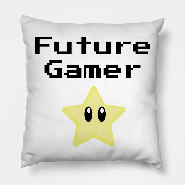 Future Gamer with cute star Pillow by MidnightSky07