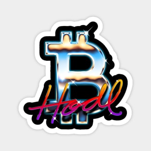 Bitcoin Logo 80's Rainbow Horizon HODL BTC Crypto Bitcoin Magnet