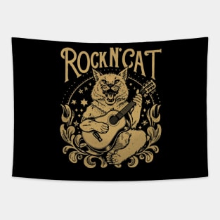 Cat rock Music vintage Tapestry