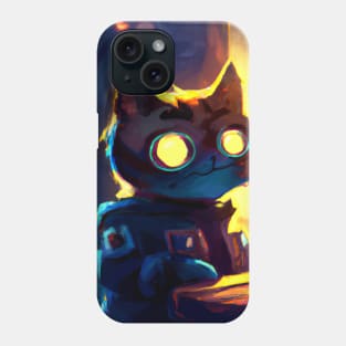 Futuristic Cat is Serving Some Coffee to a Customer Phone Case