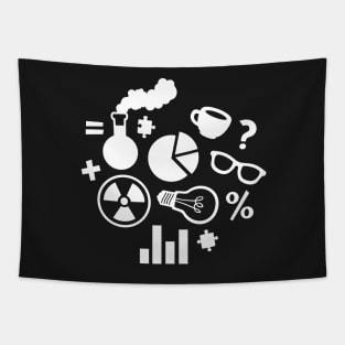 Crazy Science Pattern Black and White Tapestry