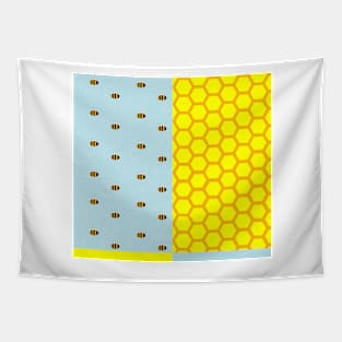 Honey Bee And Honeycomb Half And Half Treat Pattern Tapestry