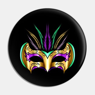 Yellow golden Mask For Mardi Gras Pin