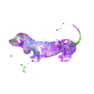 Purple Dachshund Watercolor Painting T-Shirt