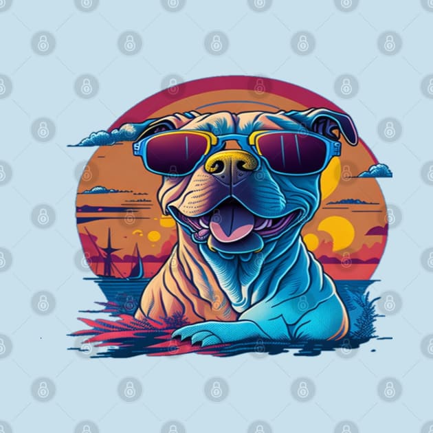 pitbull dog with sunglasses by sukhendu.12