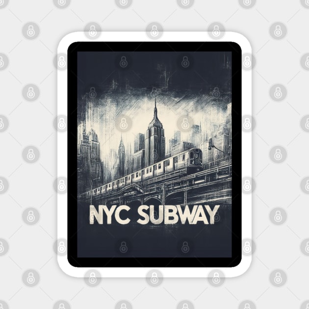 New York Noir: NYC Subway Adventure Magnet by Nysa Design