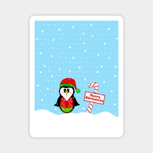Happy Festive Merry Christmas Penguin Magnet