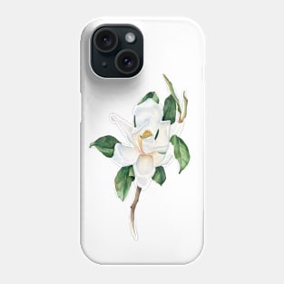 Watercolor white magnolia painting. Phone Case