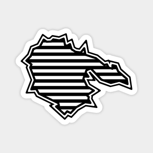 Hornby Island Silhouette in Black and White Stripes - Simple Pattern - Hornby Island Magnet