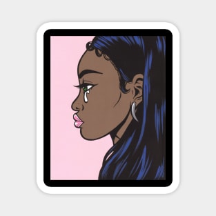 Black Crying Comic Girl Magnet