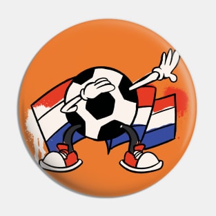 Dabbing Soccer Ball Cartoon Netherlands Dutch Flag Football Pin