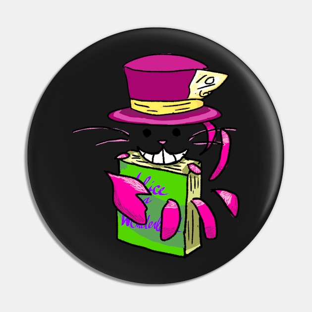 Cheshire Cat Reading Buddy Pin by allthebeanz
