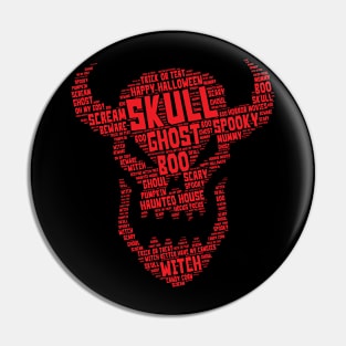 Word Art - Halloween Demon Skull Head Pin