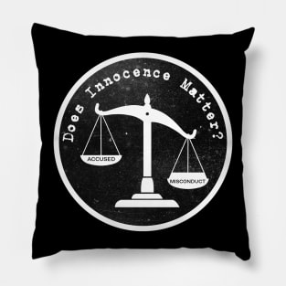 Does Innocence Matter - White Letter Logo Pillow