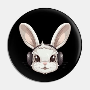 Rabbit With Headphones Pin