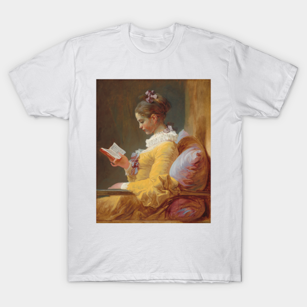 Discover Young Girl Reading Painting by Jean-Honoré Fragonard - Reading Book - T-Shirt