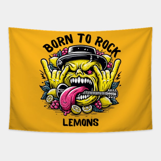 Born To Rock Lemons Music Rock and Roll Tapestry by StyleTops