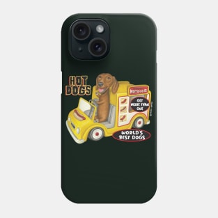 fun cute awesome Doxie Dachshund in Yellow Hotdog Truck Phone Case