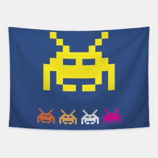 1 bit retro game alien Tapestry