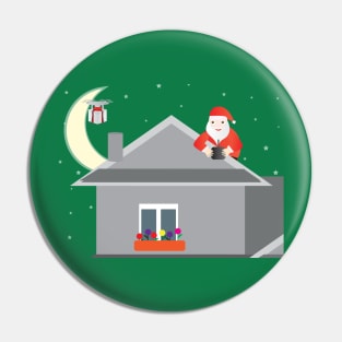 Santa Claus Sending a drone with a gift box Pin