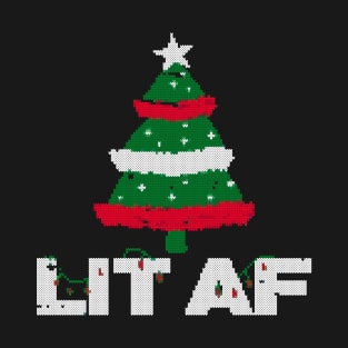 lit af christmas tree ugly sweater T-Shirt