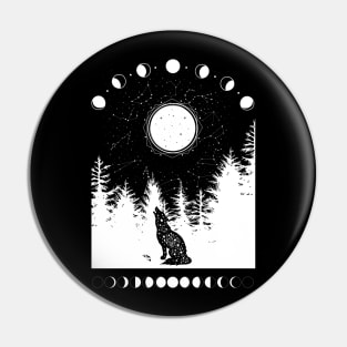 Celestial Howling Wolf Pin