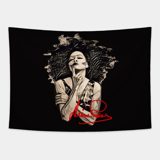 Diana ross - Black sketch Tapestry by wsyiva