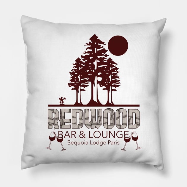 Redwood Bar and Lounge Sequoia Lodge Paris Pillow by Joaddo