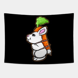 Easter Bunny Carries A Carrot Piggyback On Easter Tapestry