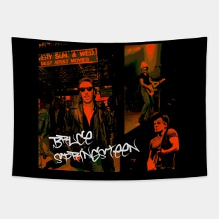 Bruce Springsteen Collage Orange Tapestry